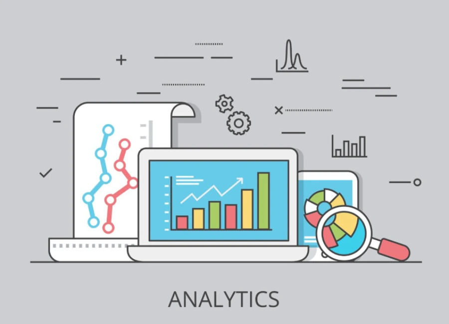 SEO analytics metrics dashboard showing search engine optimization performance and keyword rankings