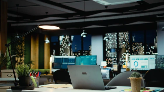 Digital marketing trends 2026 professional workspace with laptop analytics dashboard