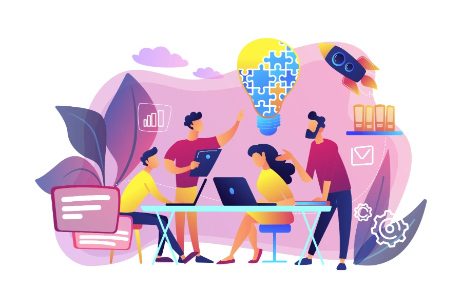 Team partnership collaboration illustration showing teamwork and business relationships